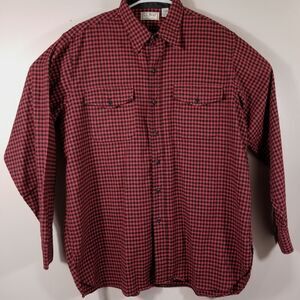 Vintage LL BEAN USA Shirt Mens XL Buffalo Gingham Red Plaid Wool Nylon Blend
